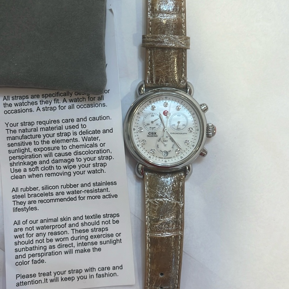 Michele CSX 36 Watch with Alligator Strap